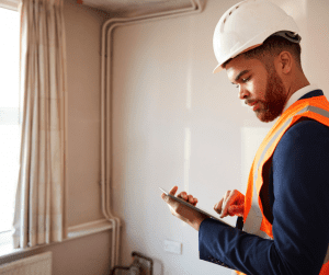 Asbestos survey being carried out on a house in the UK