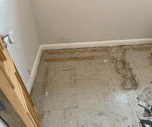 Asbestos floor tiles in a bedroom 
