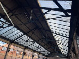 commercial outbuilding with asbestos cement roof
