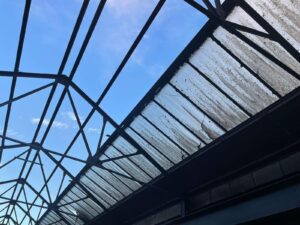 commercial outbuilding with asbestos cement roof